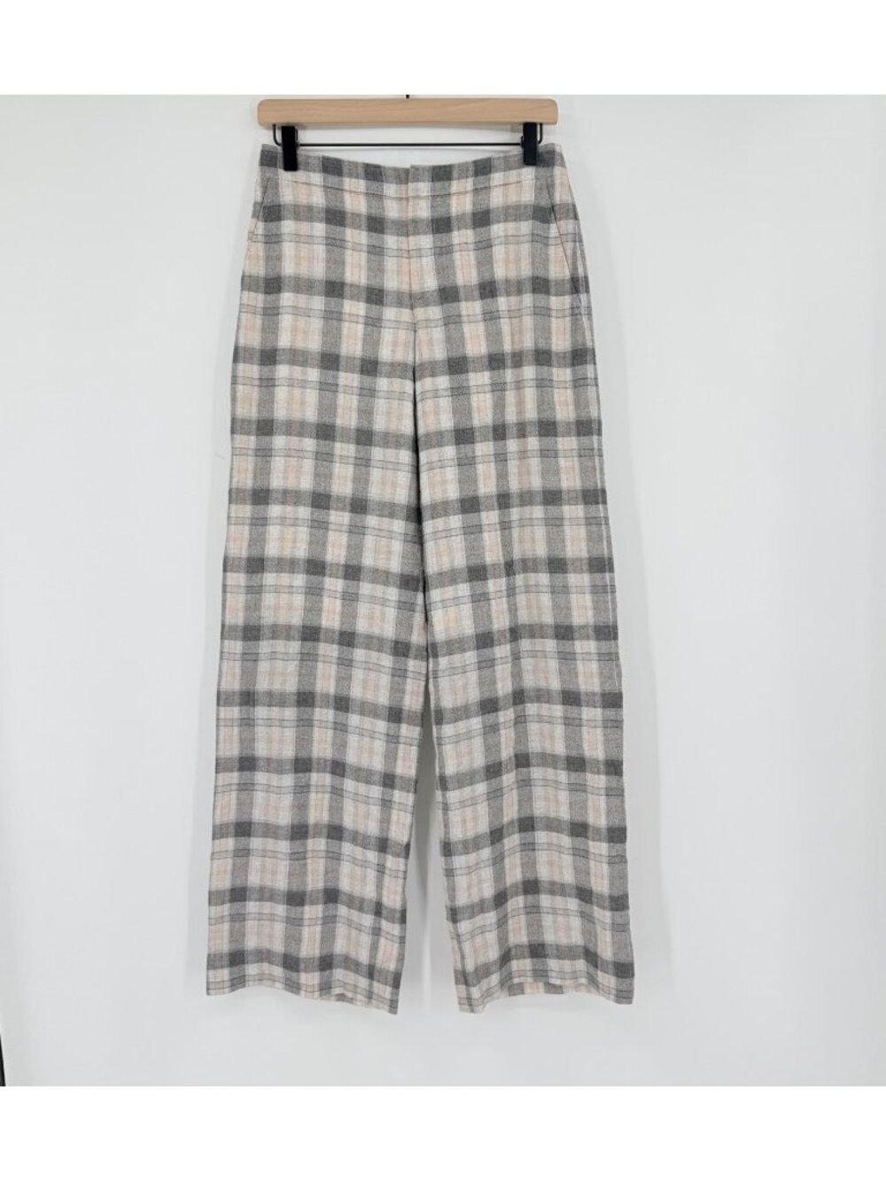 Club Monaco Women's Size 0 Gray White Plaid Straight Preppy Wool Blend Pant
